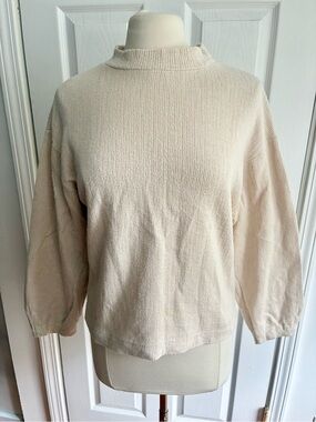 Zara Mock Neck Balloon Sleeve Sweater Top
